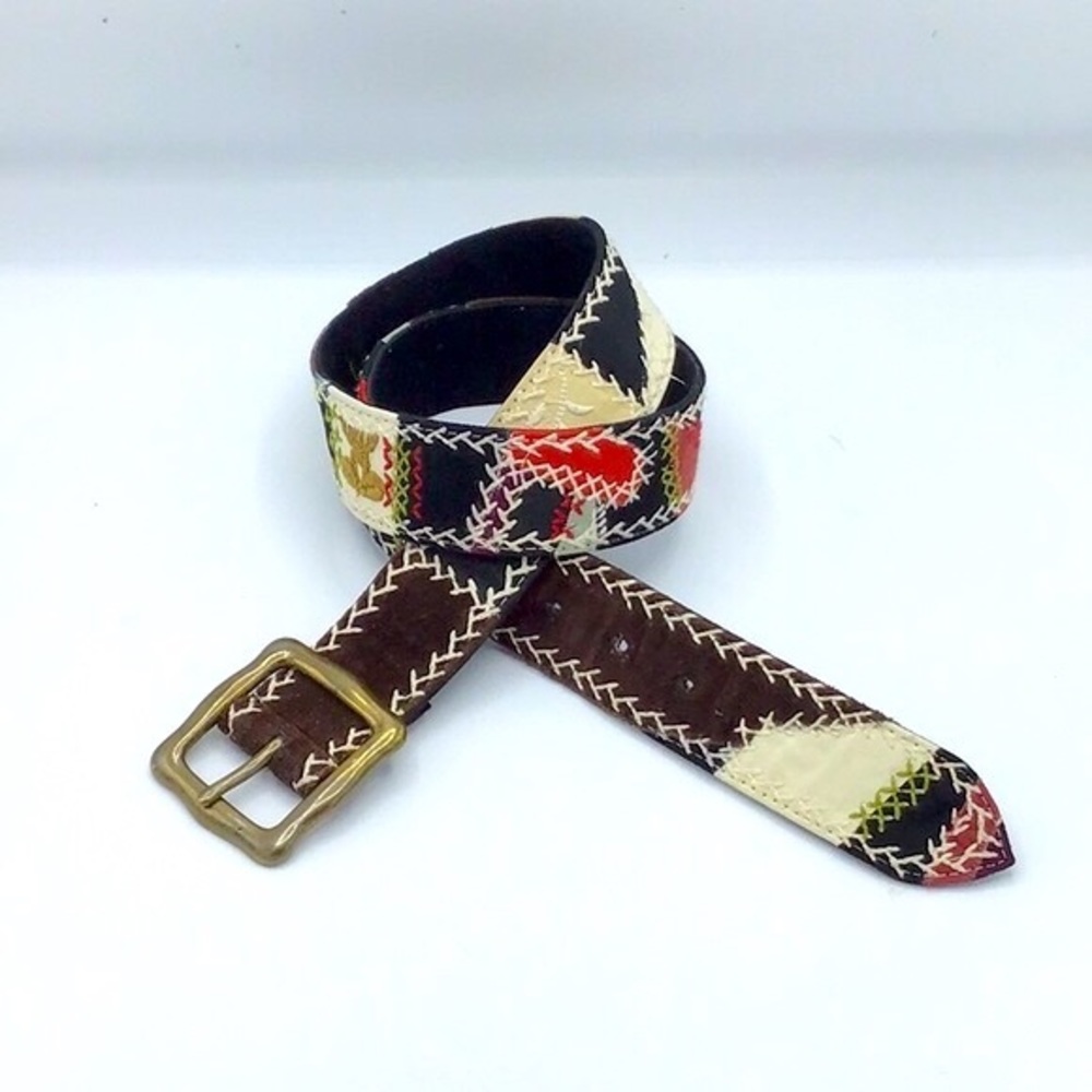 Lucky Brand Patchwork Textured Patterned Belt 34”M